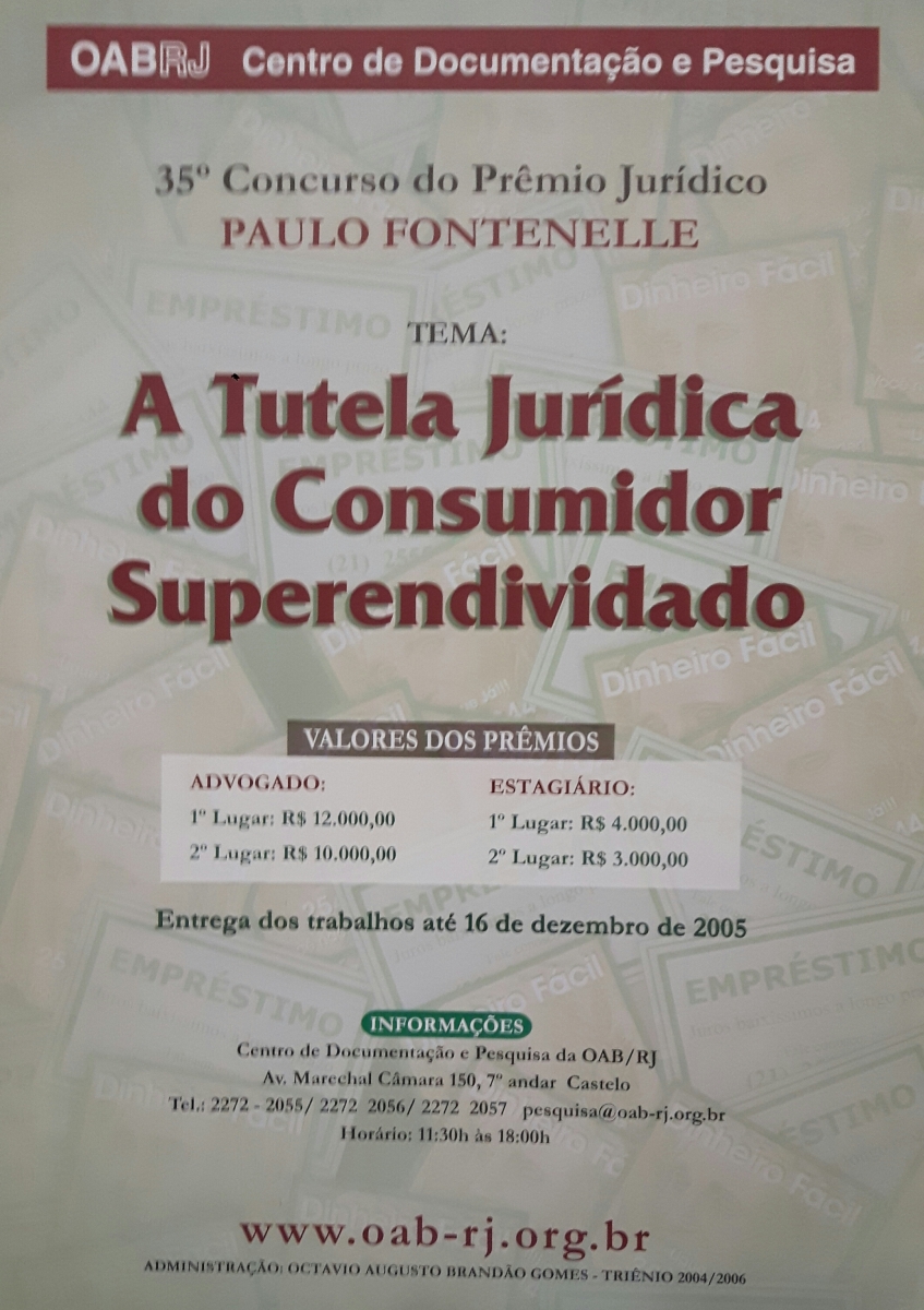 <b> 35º Prêmio Jurídico “Paulo Fontenelle” –  Tema: Tutela Jurídica do Consumidor Superendividado