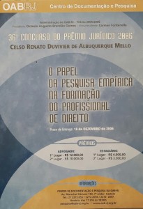 <b> 36º Prêmio Jurídico “Celso Renato Duvivier de Albuquerque Mello – Tema: O Papel da Pesquisa Empírica na Formação do Profissional de Direito